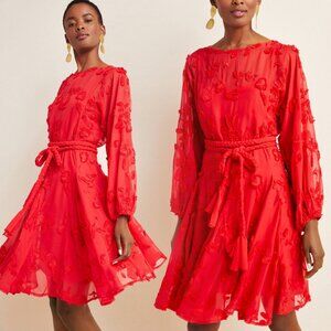 Anthropologie Mare Mare Red Amal Textured Mini Dress